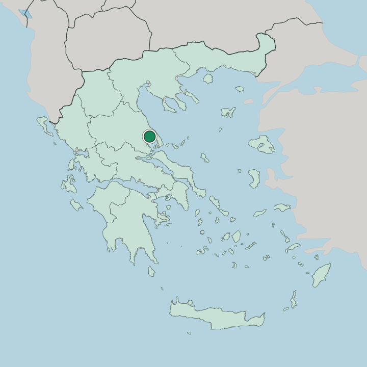 Map showing Volos — In Greece