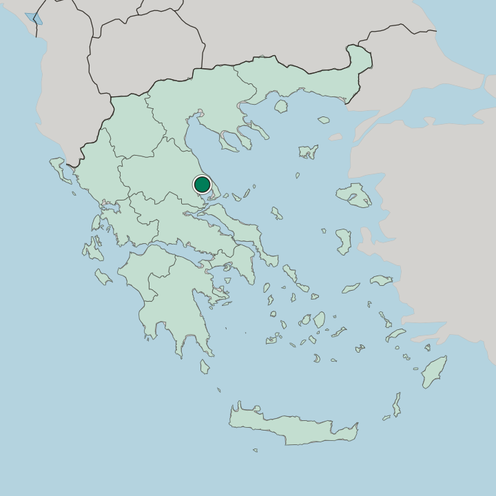 Map showing Volos — In Greece