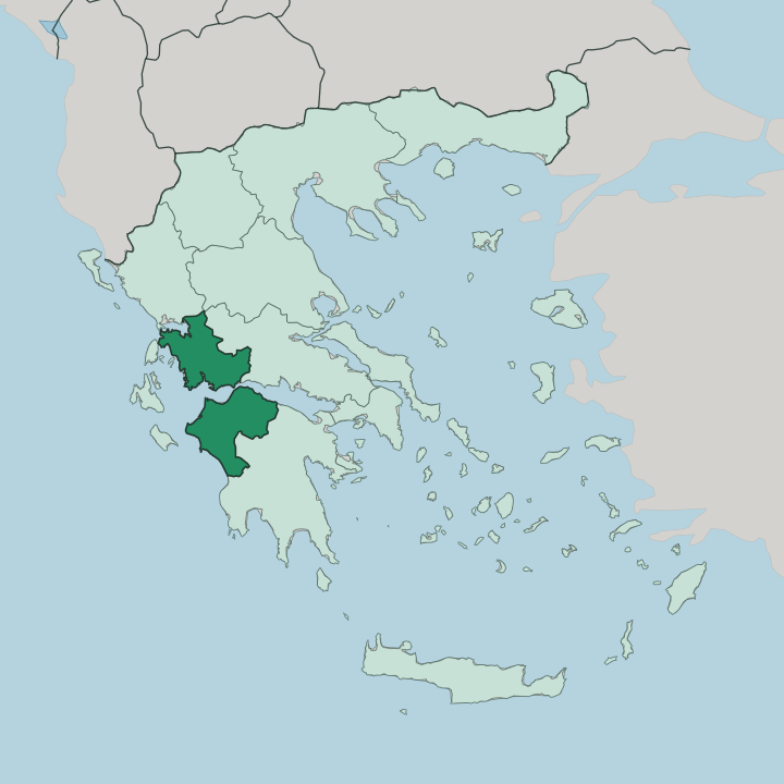 Map showing Western Greece — In Greece