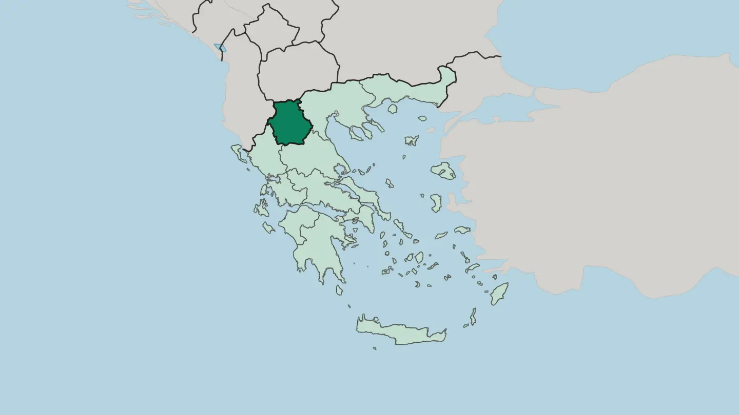 Map of Western Macedonia in Greece