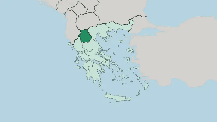 Map of Western Macedonia in Greece