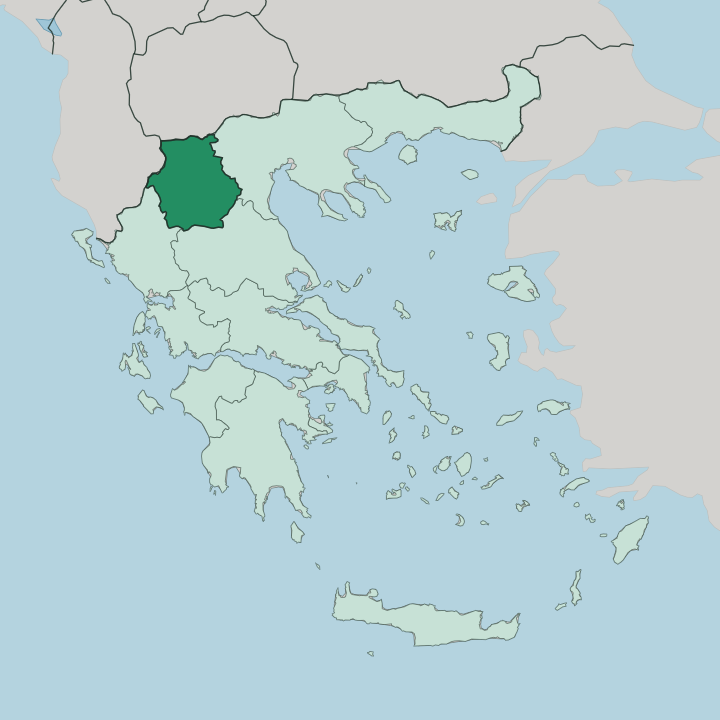 Map showing Western Macedonia — In Greece