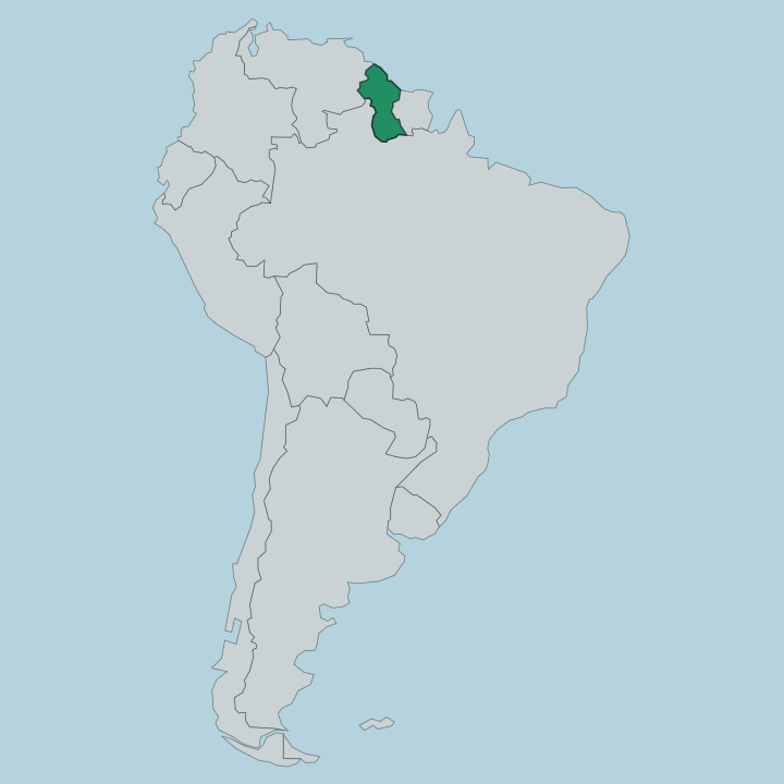 Map showing Guyana — In South America
