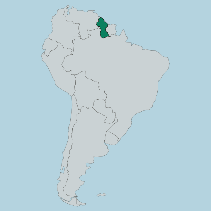 Map showing Guyana — In South America