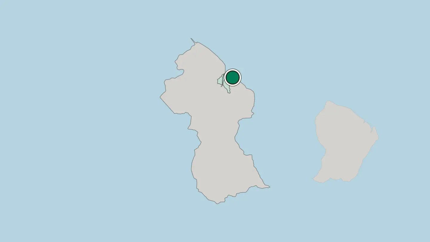 Map of Georgetown in Guyana