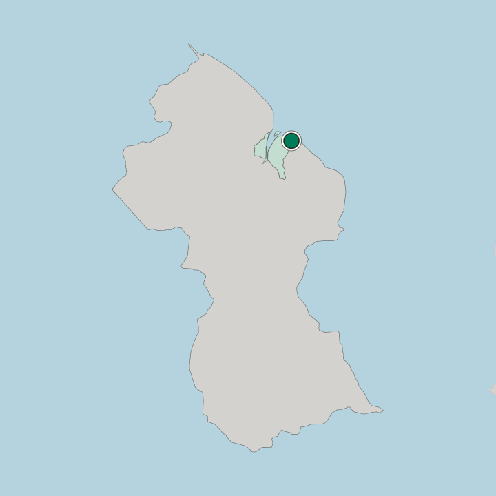 Map showing Georgetown — In Guyana