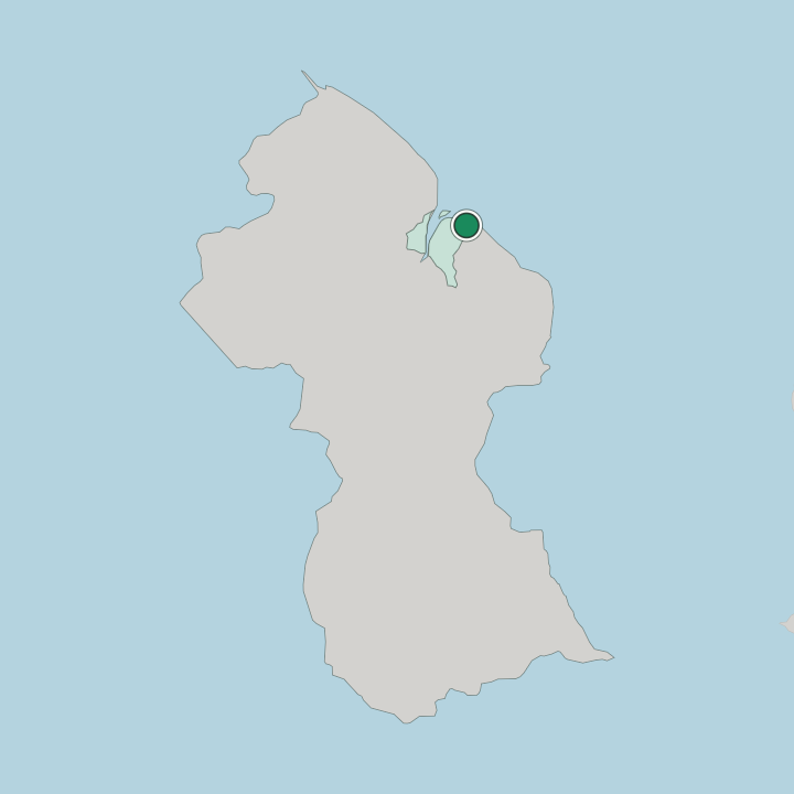 Map showing Georgetown — In Guyana
