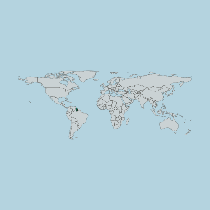 Map showing Guyana — Worldwide