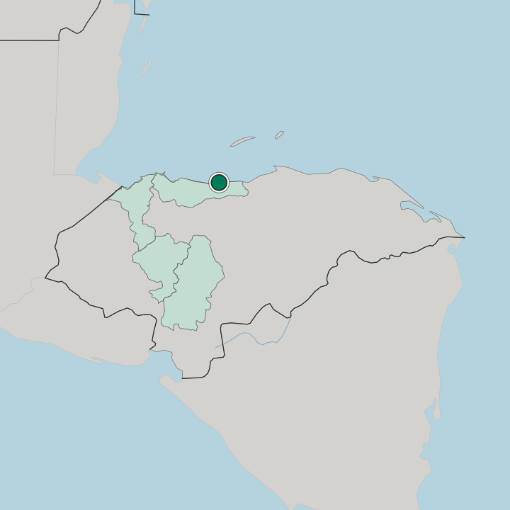 Map showing La Ceiba — In Honduras