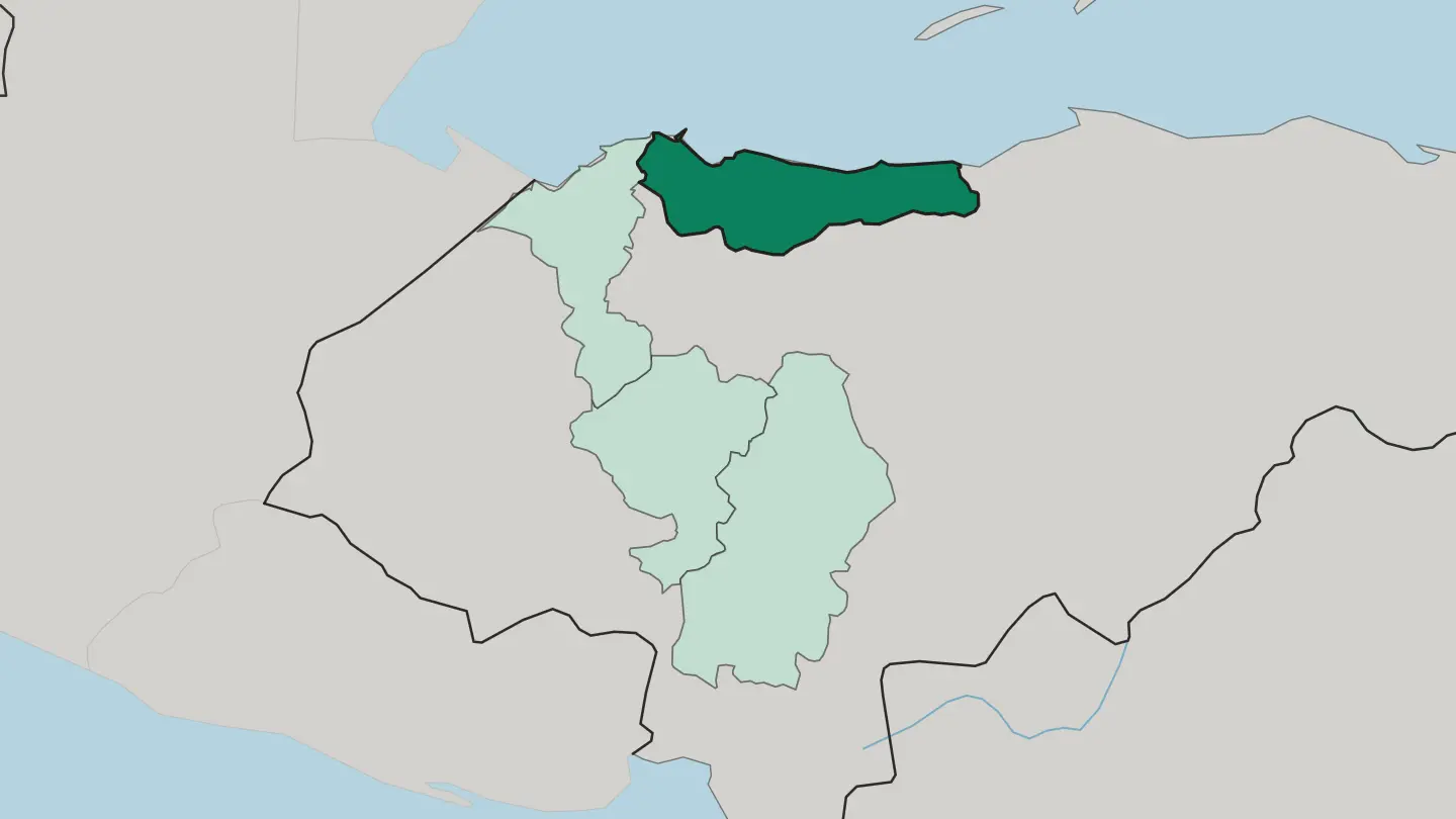 Map of Departamento de Atlántida in Honduras