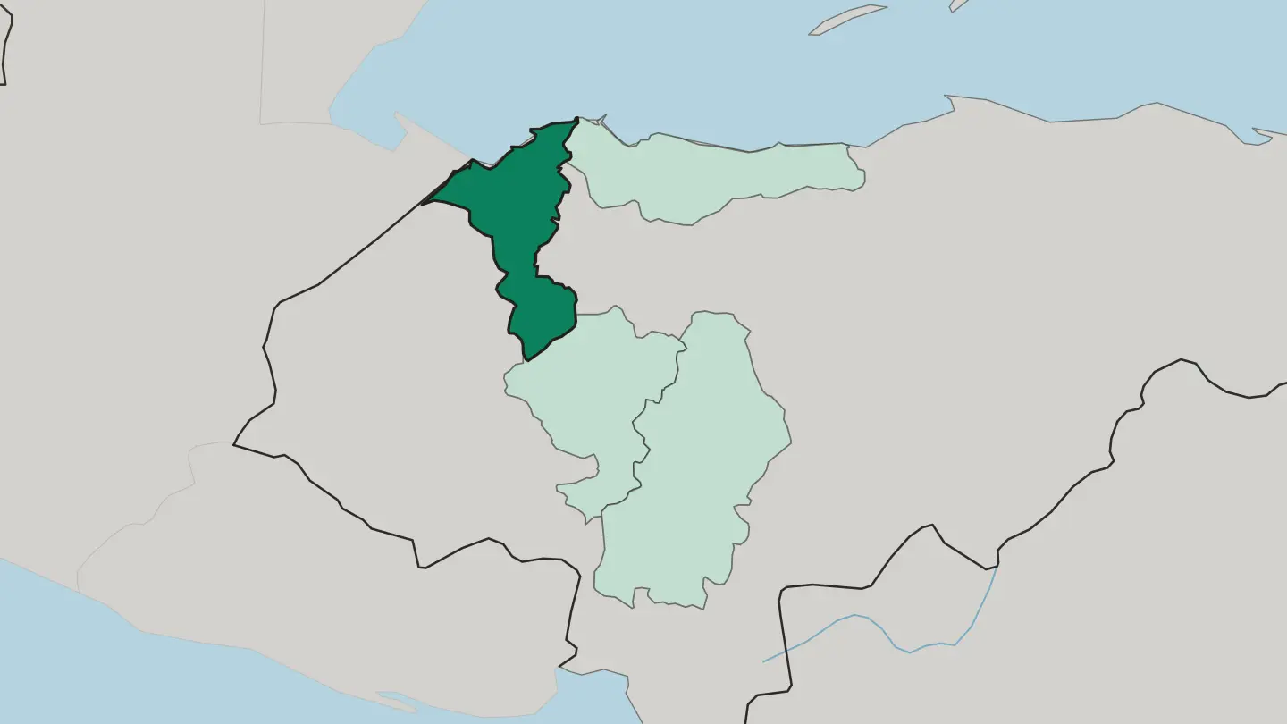 Map of Departamento de Cortés in Honduras