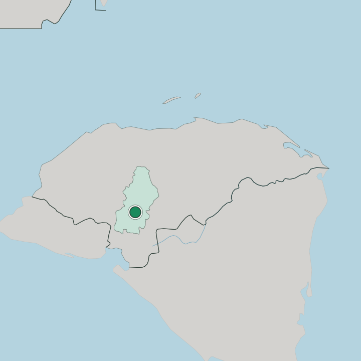 Map showing Tegucigalpa — In Honduras