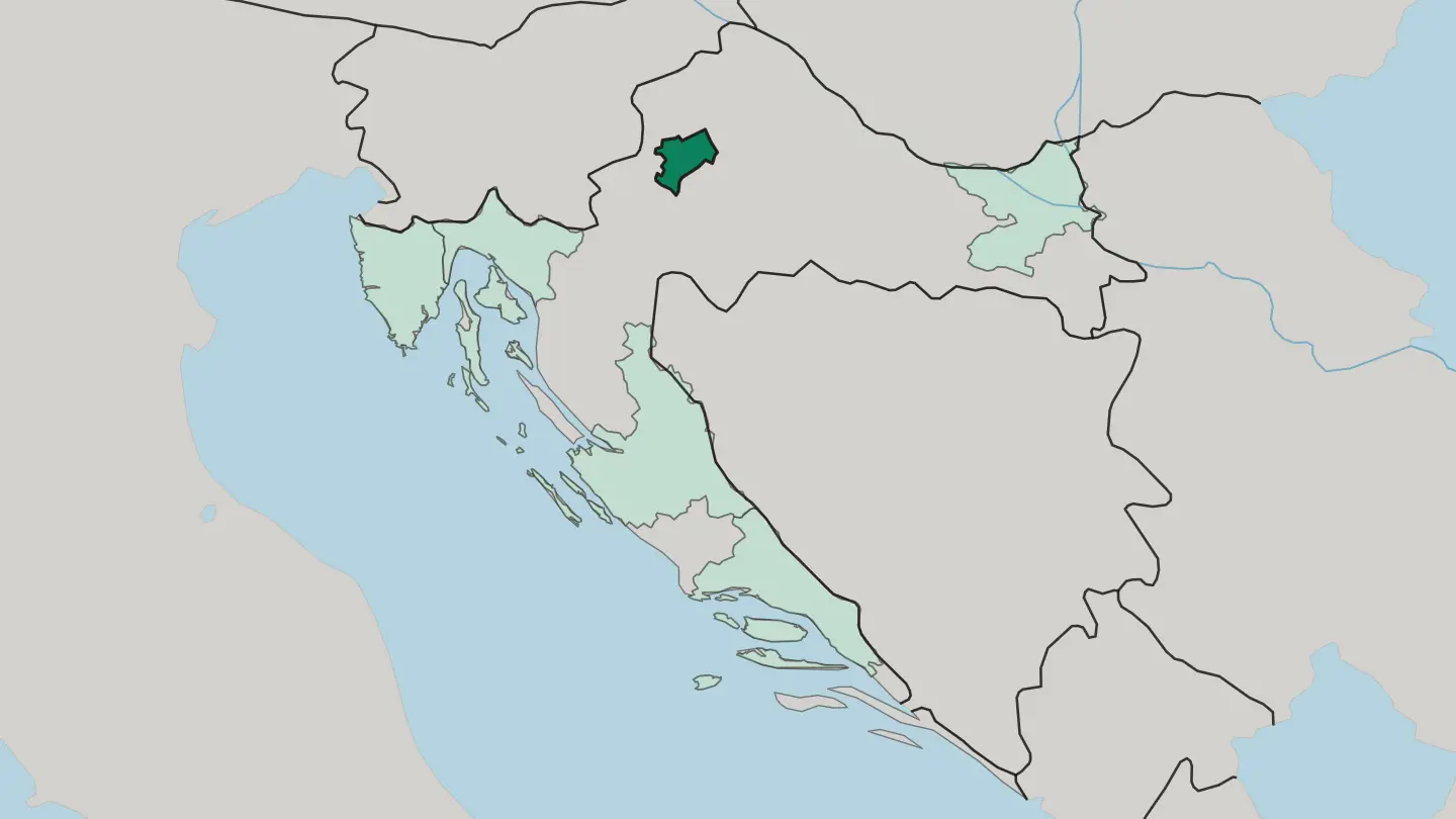 Map of City of Zagreb in Croatia