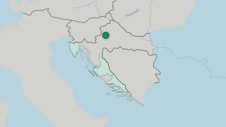 Map of Zagreb in Croatia