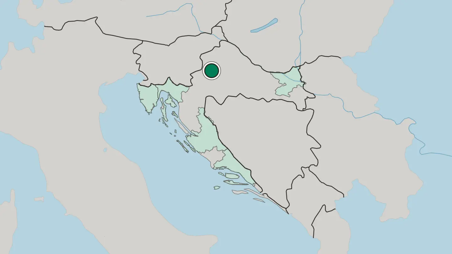 Map of Zagreb in Croatia