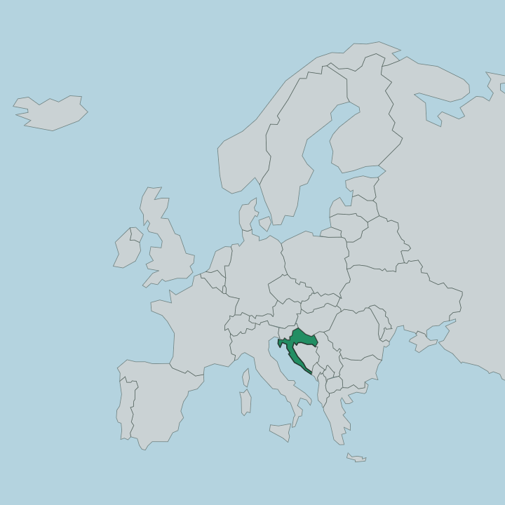 Map showing Croatia — In Europe