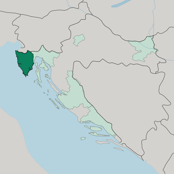 Map showing Istria County — In Croatia