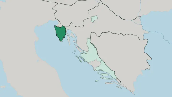 Map of Istria County in Croatia