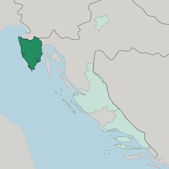 Map showing Istria County — In Croatia