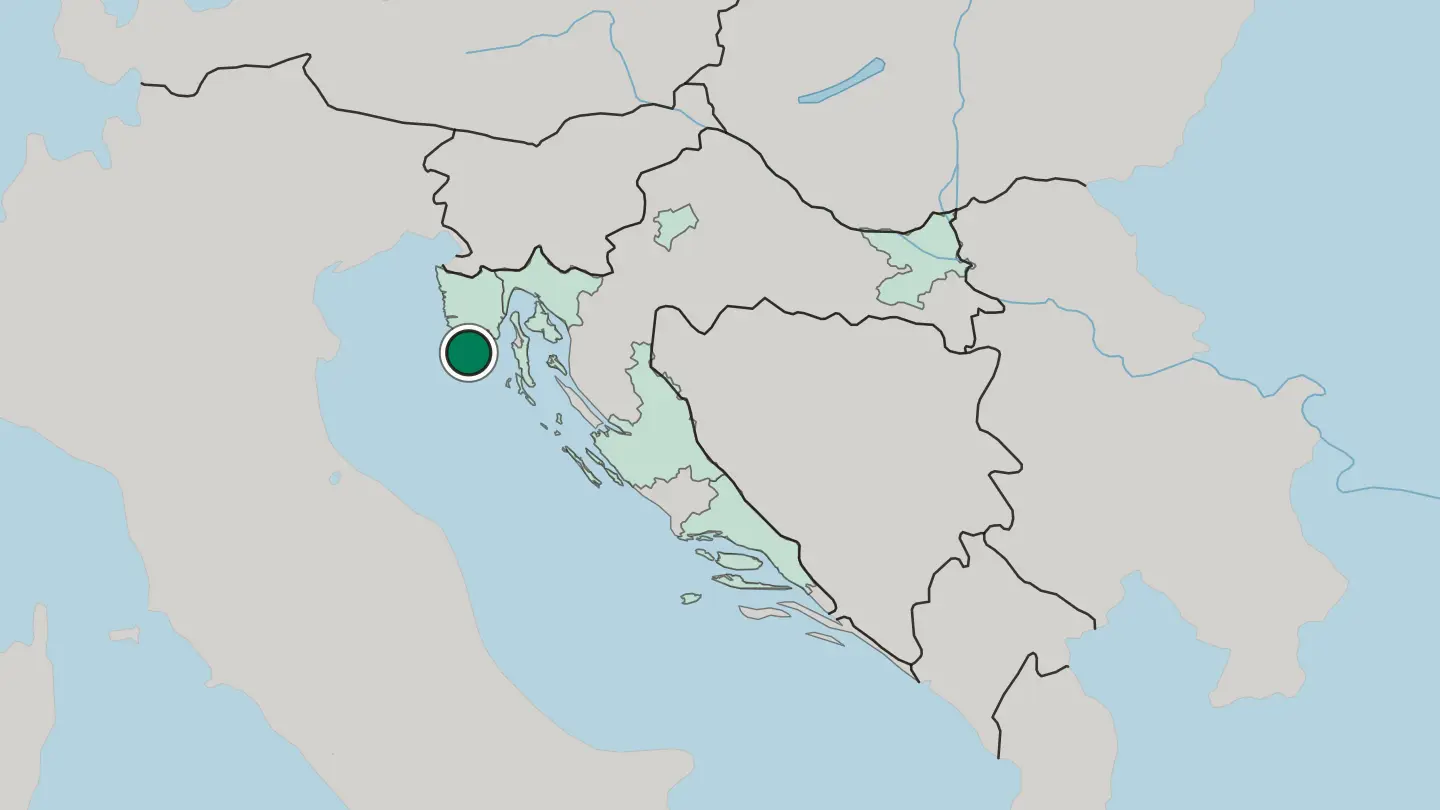 Map of Pula in Croatia