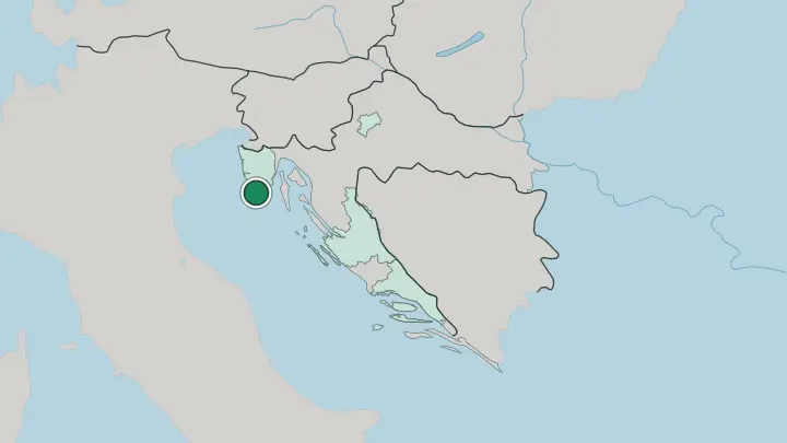 Map of Pula in Croatia