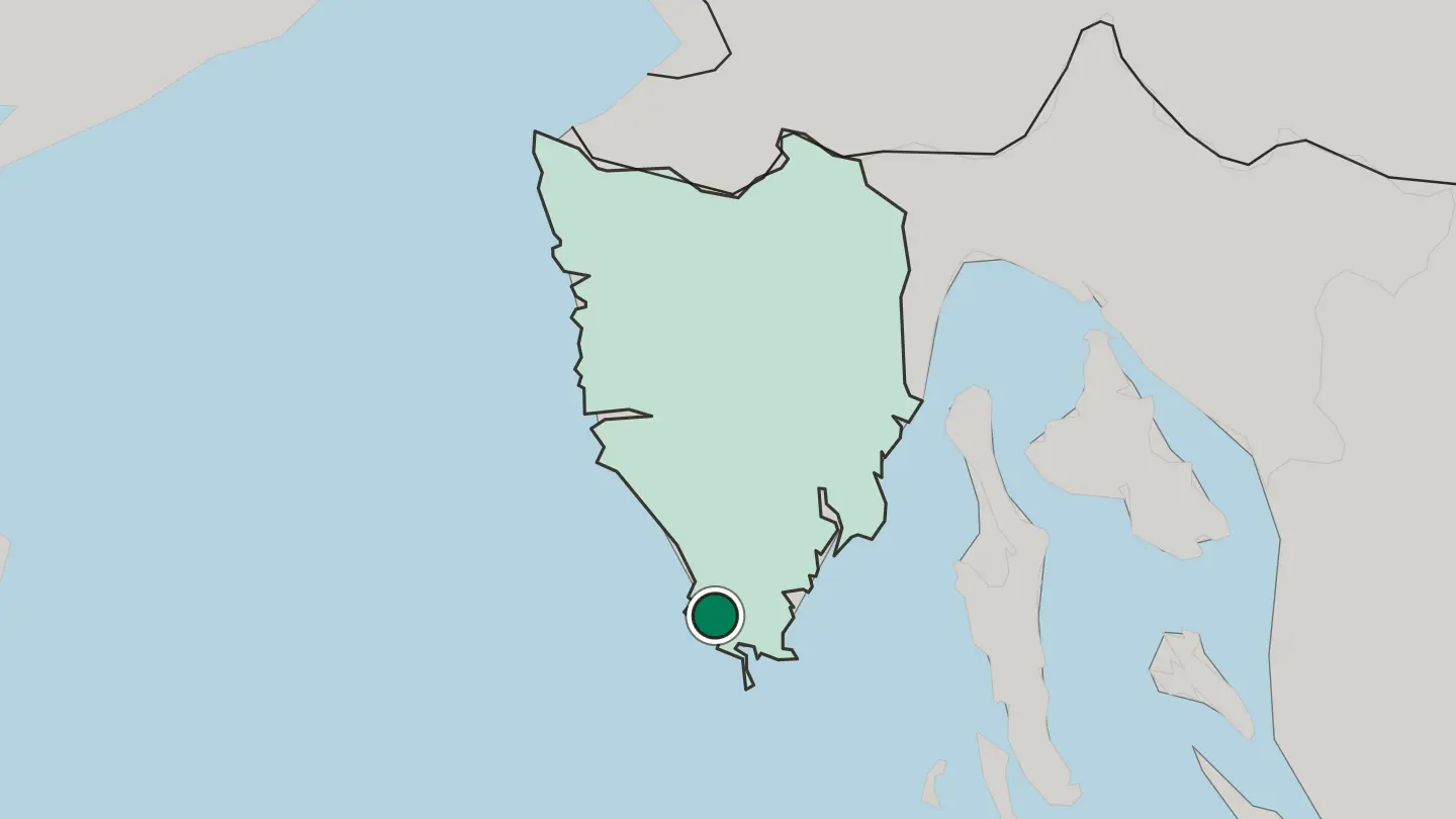 Map of Pula in Croatia