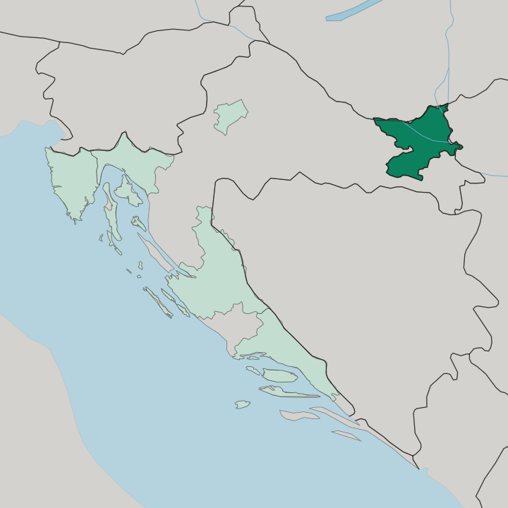 Map showing Osijek-Baranja County — In Croatia