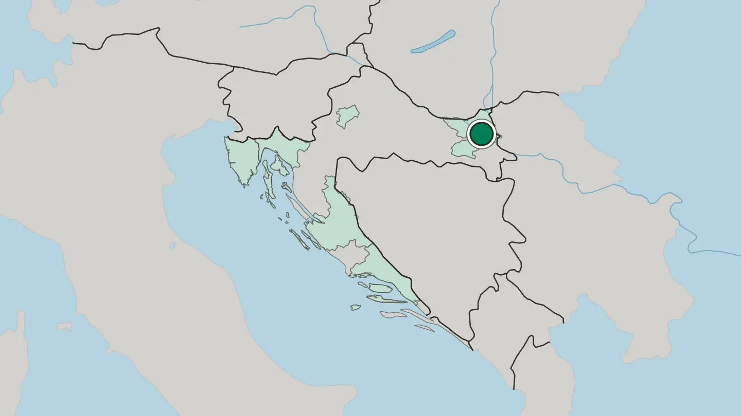 Map of Osijek in Croatia