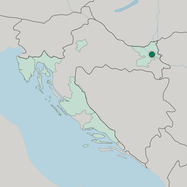Map showing Osijek — In Croatia