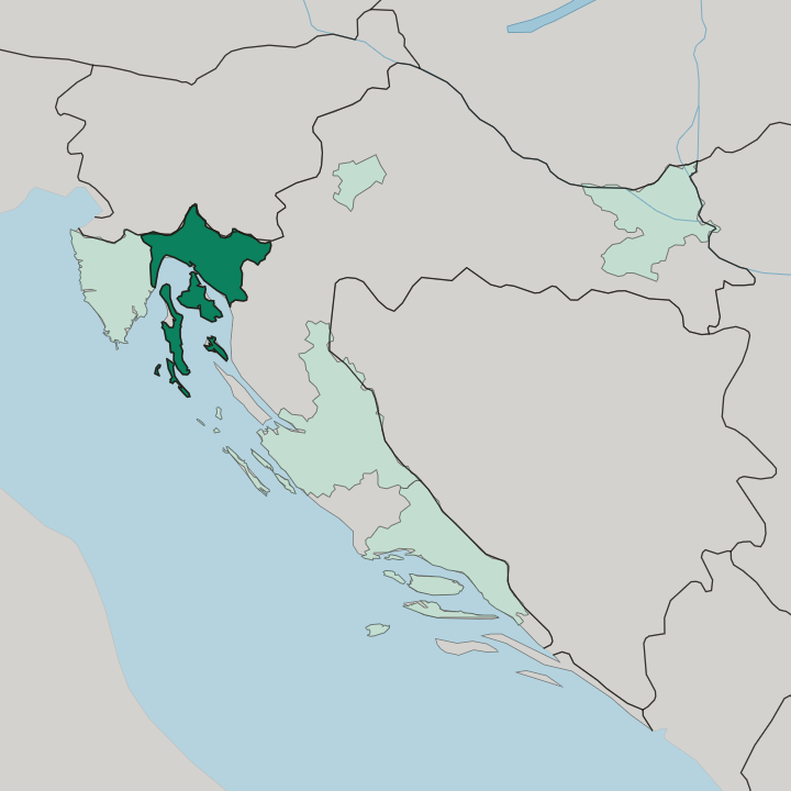 Map showing Primorje-Gorski Kotar County — In Croatia