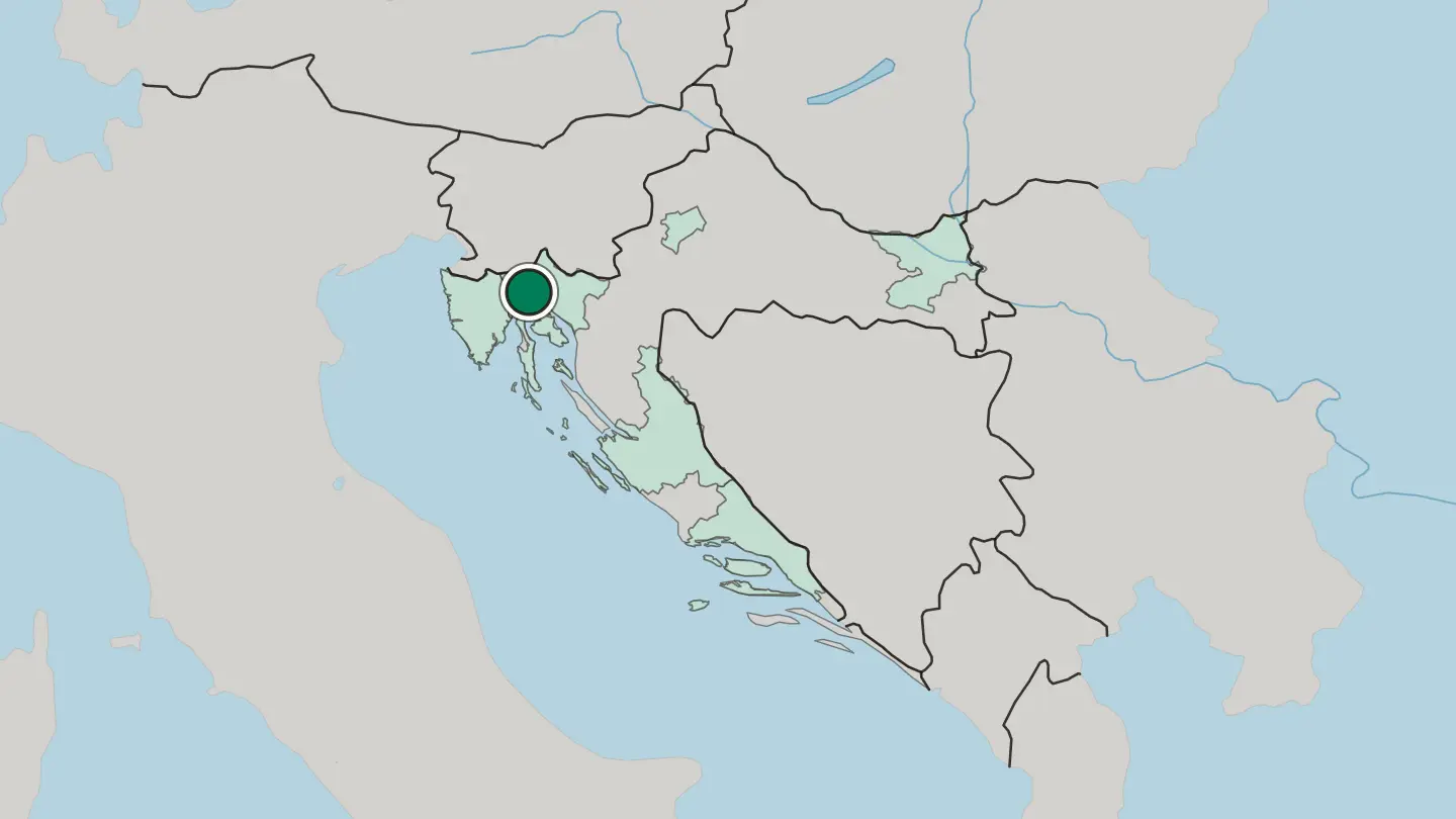 Map of Rijeka in Croatia