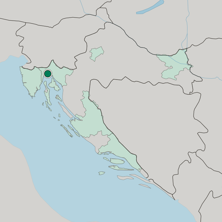 Map showing Rijeka — In Croatia