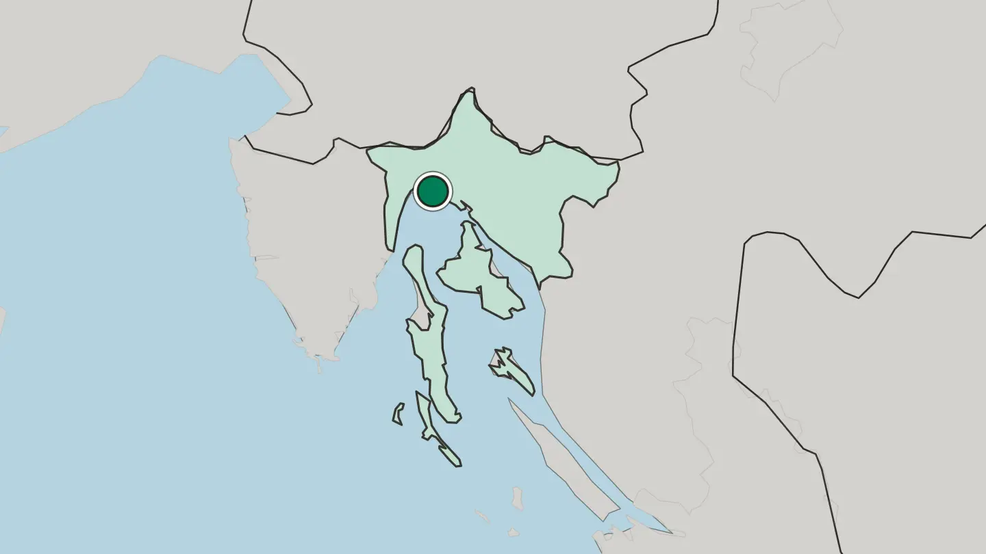 Map of Rijeka in Croatia