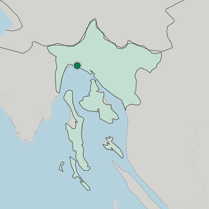 Map showing Rijeka — In Primorje-Gorski Kotar County