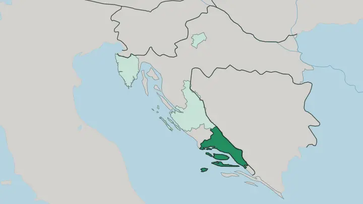 Map of Split-Dalmatia County in Croatia