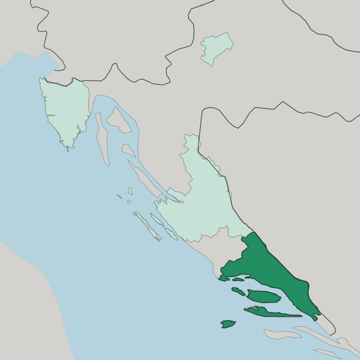 Map showing Split-Dalmatia County — In Croatia