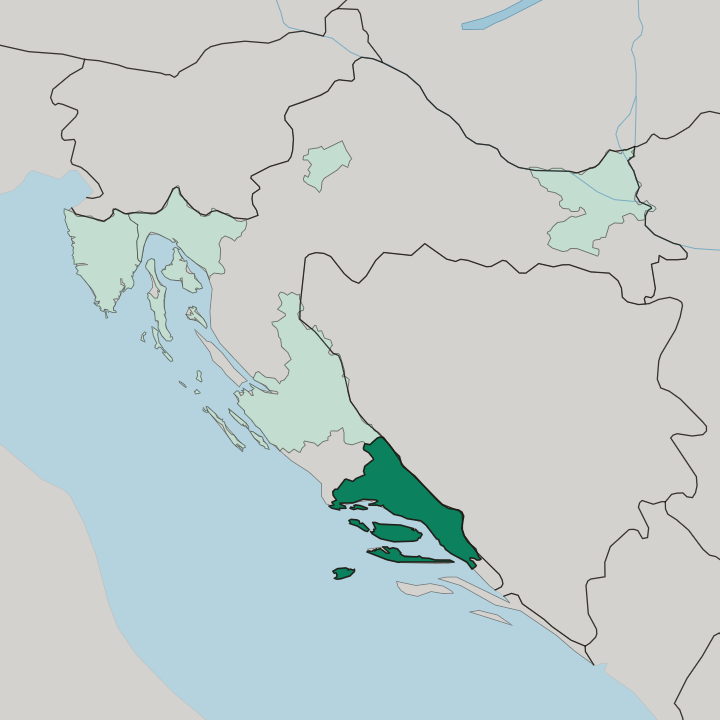 Map showing Split-Dalmatia County — In Croatia