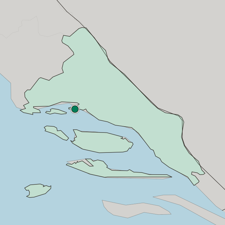 Map showing Split — In Split-Dalmatia County