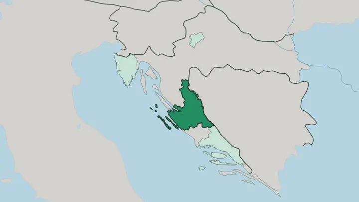 Map of Zadar County in Croatia
