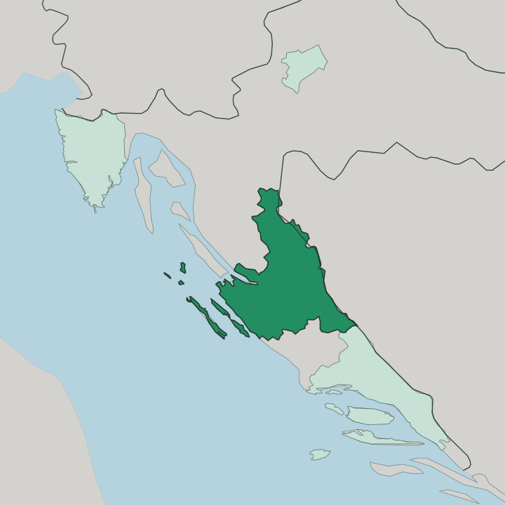 Map showing Zadar County — In Croatia