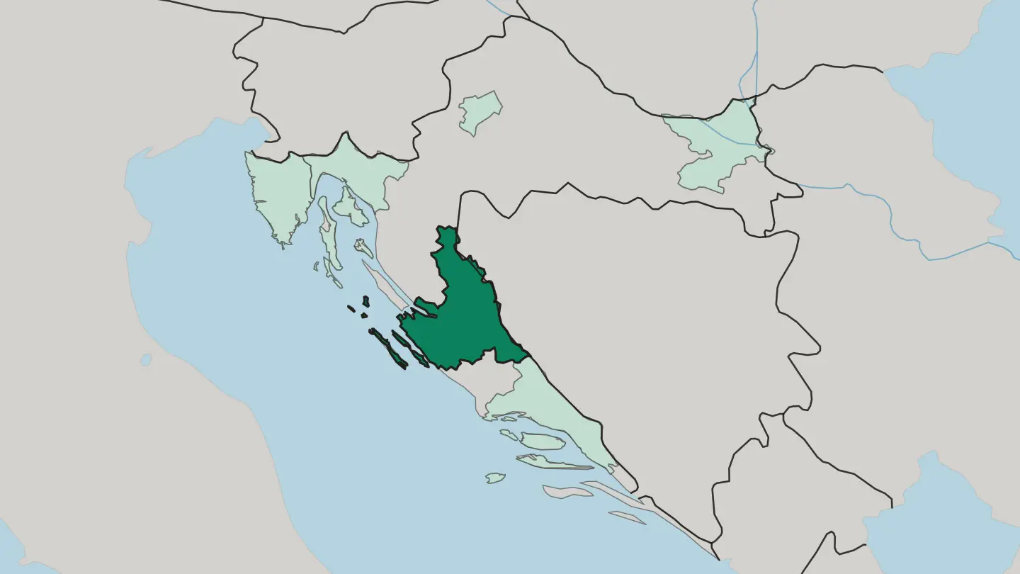 Map of Zadar County in Croatia
