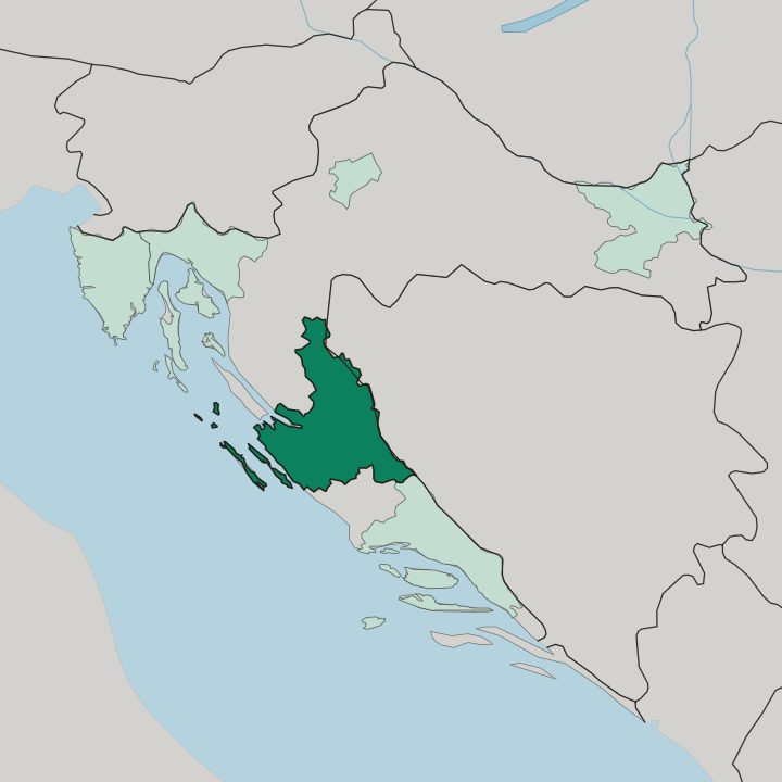 Map showing Zadar County — In Croatia