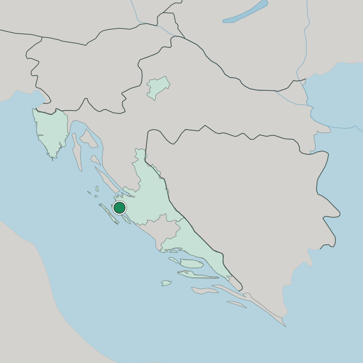 Map showing Zadar — In Croatia