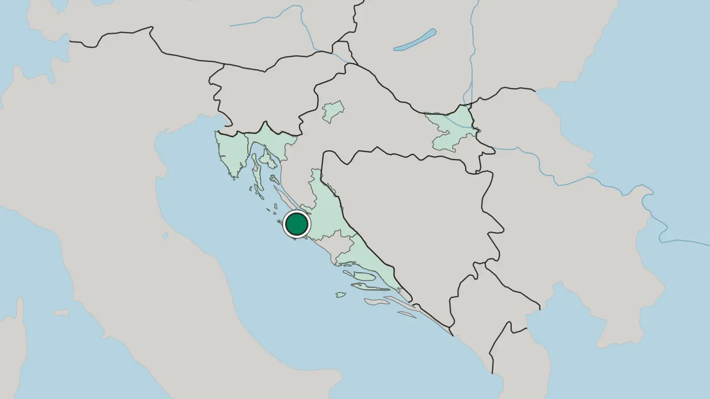 Map of Zadar in Croatia