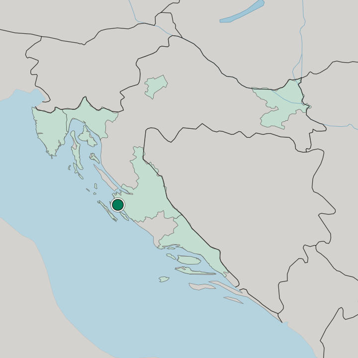 Map showing Zadar — In Croatia