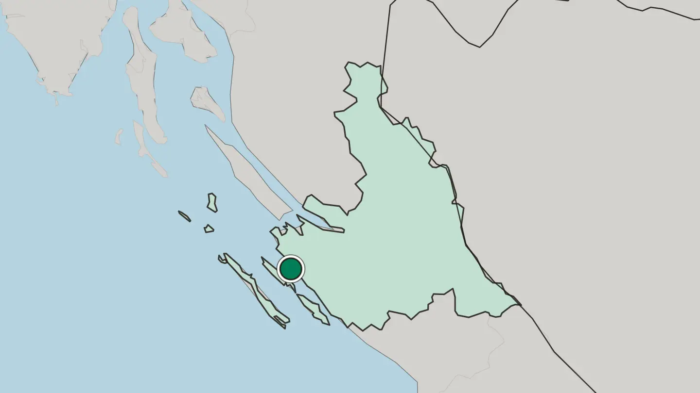 Map of Zadar in Croatia