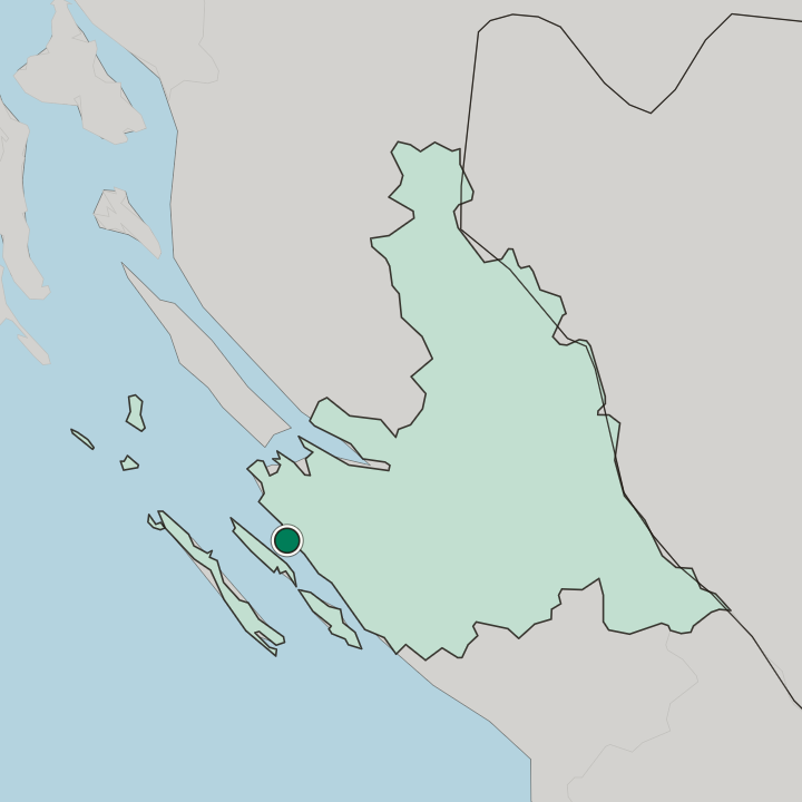 Map showing Zadar — In Zadar County