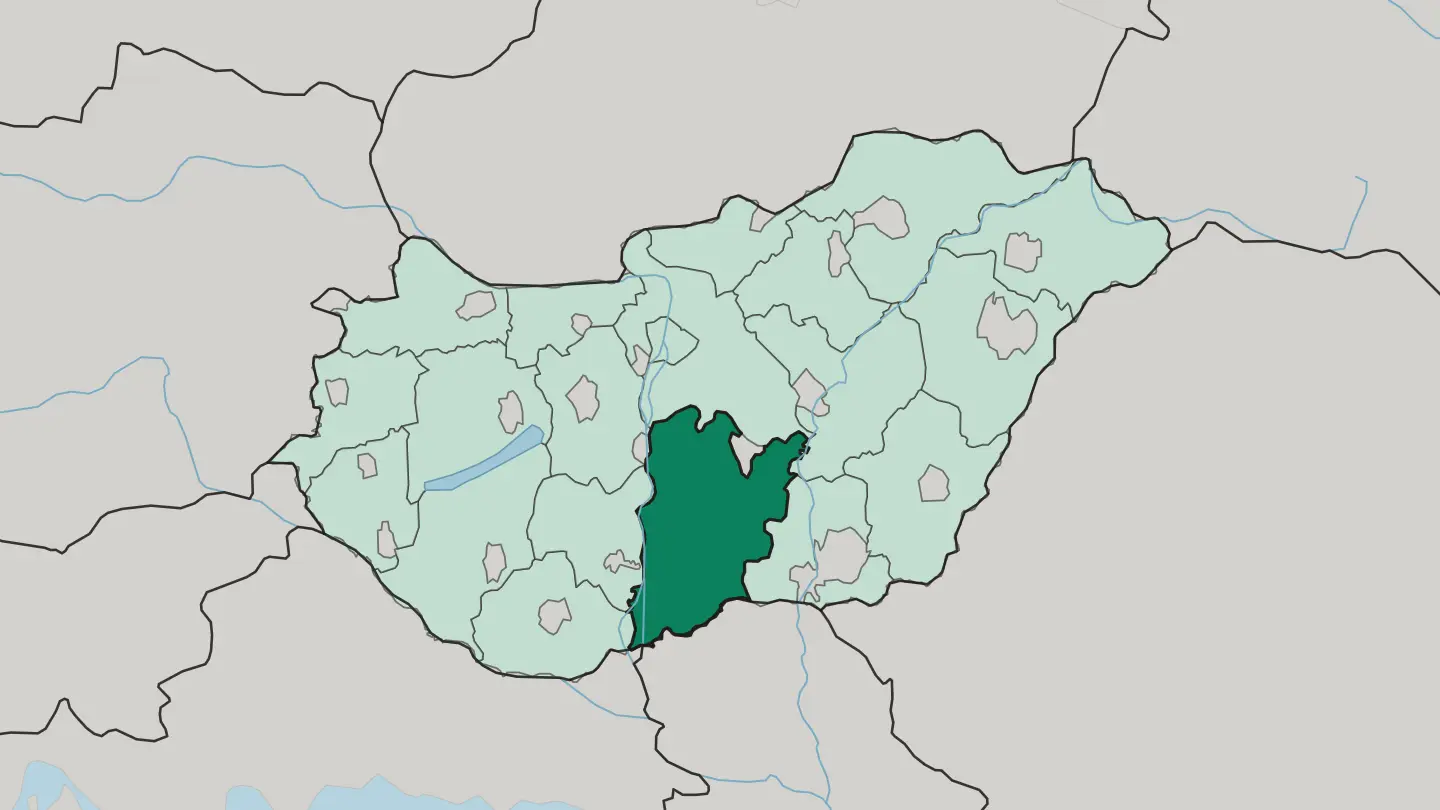 Map of Bács-Kiskun county in Hungary
