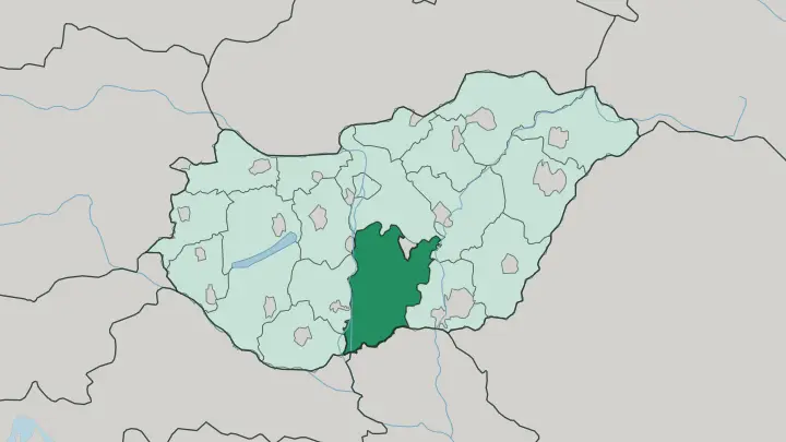 Map of Bács-Kiskun county in Hungary