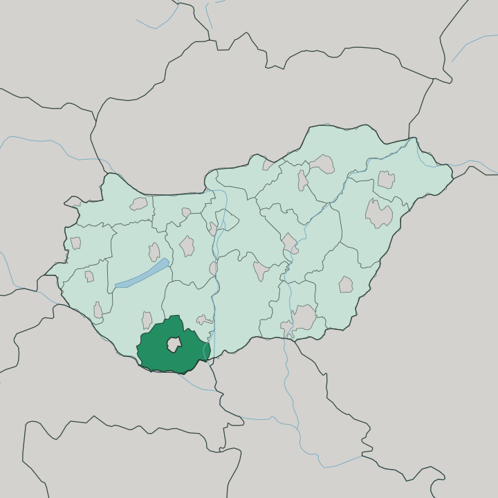 Map showing Baranya county — In Hungary